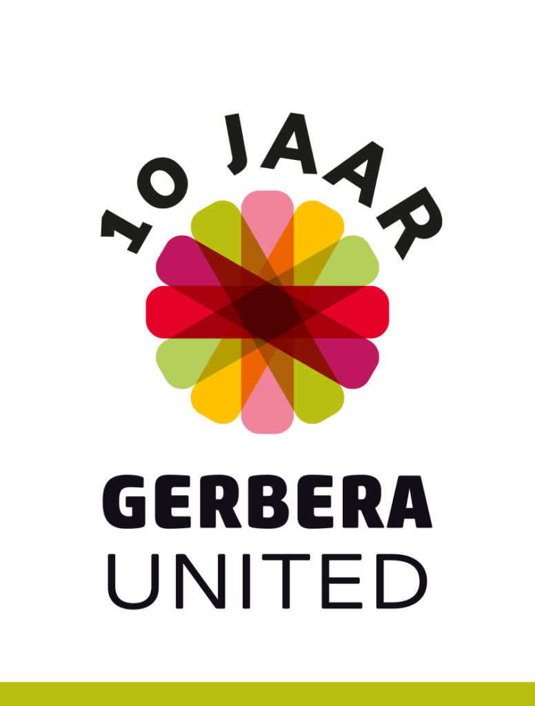 Het jubileumlogo van Gerbera United
